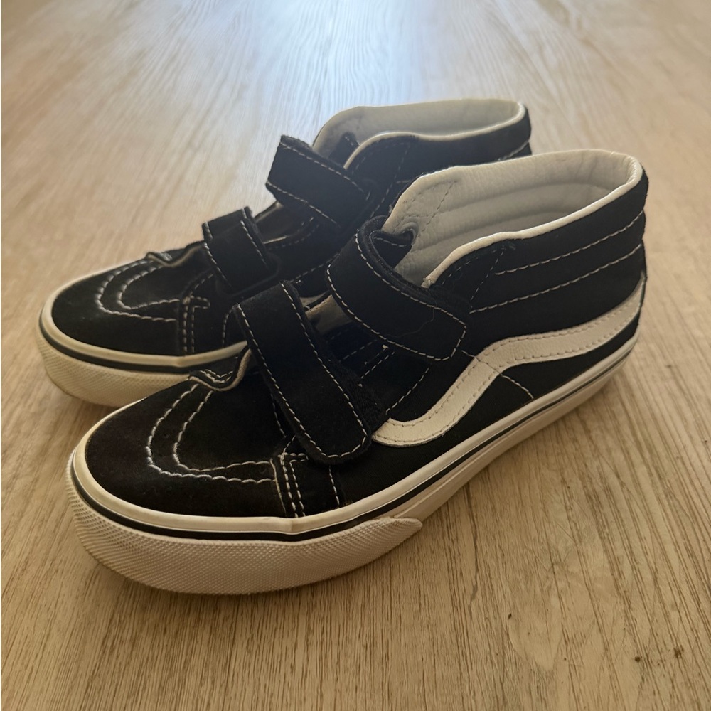 Vans Kids Black and White Velcro High-Tops